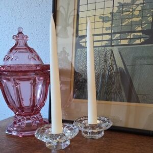 Pasari Pressed Glass Candle Holders
